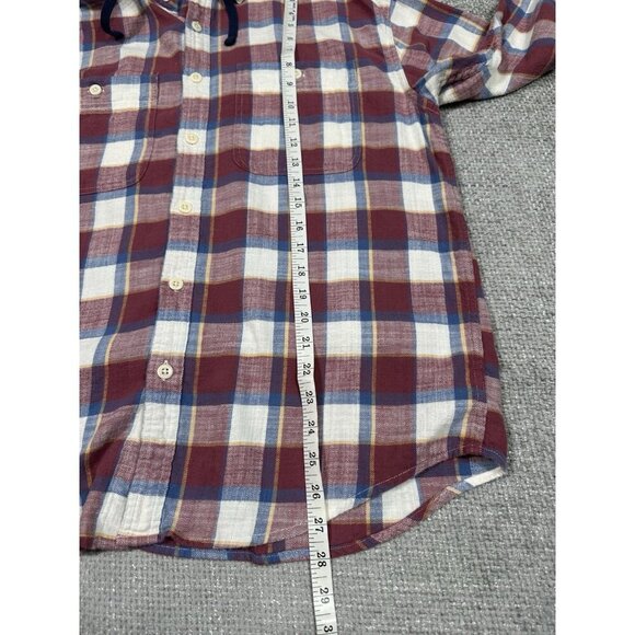 American Eagle Flannel Mens Medium Plaid Detachable Hood Grunge - Picture 6 of 9